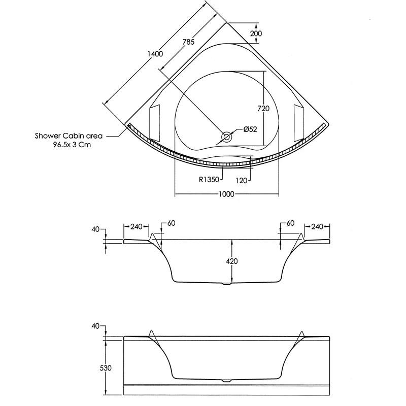 Frontline Aquabathe Luxe 1400 X 1400mm Corner Bath With Built Headrest 4 Frontline Aquabathe Luxe 1400 X 1400mm Corner Bath With Built Headrest - Image 2
