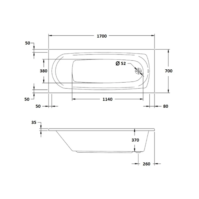 Frontline Aquabathe Caymen 1700 X 700mm Bath 4 Frontline Aquabathe Caymen 1700 X 700mm Bath - Image 2