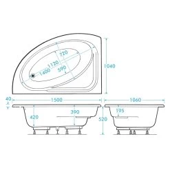 Frontline Aquabathe Orlah 1500 X 1040mm Offset Corner Tungstenite Bath RH 5 Frontline Aquabathe Orlah 1500 X 1040mm Offset Corner Tungstenite Bath RH -Bathroom Promotion frontline trtocr 2