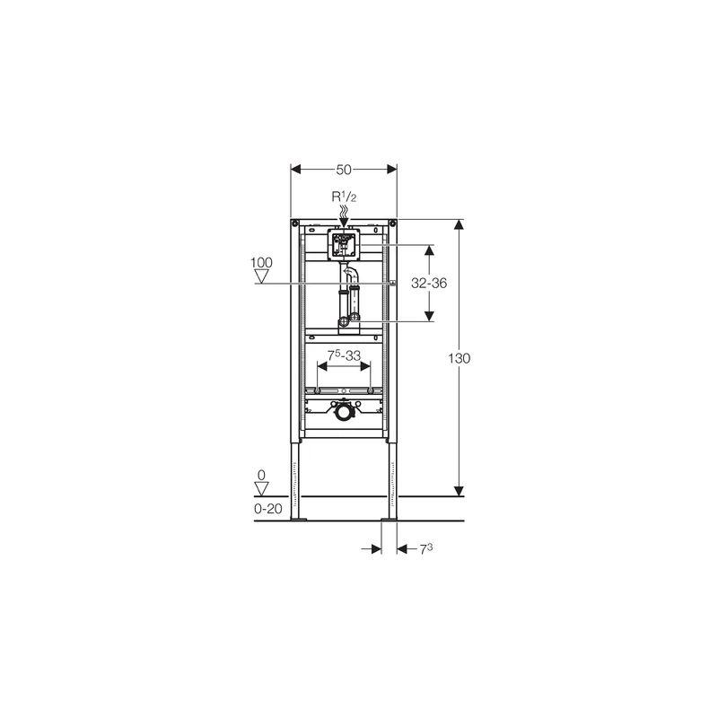 Geberit Duofix Frame For Urinal, H130, For Mains Water Supply 4 Geberit Duofix Frame For Urinal, H130, For Mains Water Supply - Image 2
