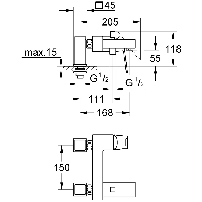 Grohe Eurocube Bath/Shower Mixer 23143 Chrome 4 Grohe Eurocube Bath/Shower Mixer 23143 Chrome - Image 2