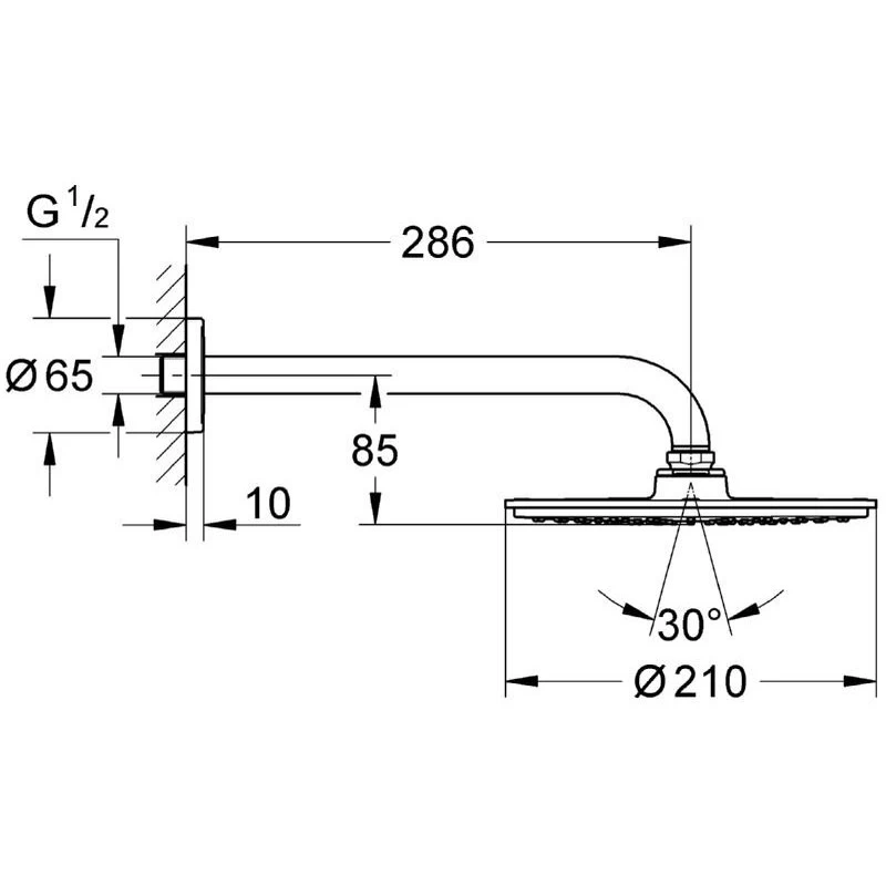 Grohe Rainshower Cosmopolitan 210 Head Shower Set 286mm 26052 4 Grohe Rainshower Cosmopolitan 210 Head Shower Set 286mm 26052 - Image 2