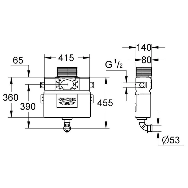Grohe WC Concealed Cistern 0.82m 6/3 Litre 38422 4 Grohe WC Concealed Cistern 0.82m 6/3 Litre 38422 - Image 2