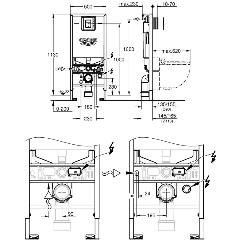 Grohe Rapid SLX 3-In-1 WC Frame 1.13m Installation Height 4 Grohe Rapid SLX 3-In-1 WC Frame 1.13m Installation Height - Image 2