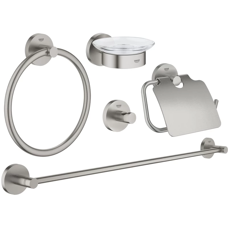 Grohe Essentials 5-In-1 Bathroom Accessories Set 40344 Supersteel 3 Grohe Essentials 5-In-1 Bathroom Accessories Set 40344 Supersteel