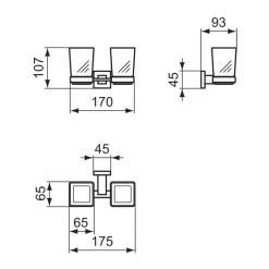 Ideal Standard IOM Square Double Tumbler & Holder E2205 -Bathroom Promotion ideal standard e2205aa 2
