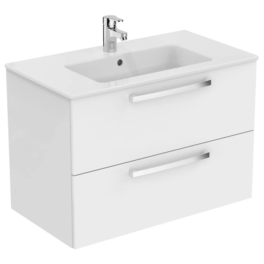Ideal Standard Tempo 800mm 2 Drawer White Wall Vanity Unit & Basin 3 Ideal Standard Tempo 800mm 2 Drawer White Wall Vanity Unit & Basin