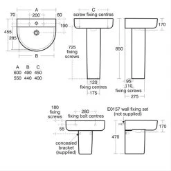 Ideal Standard Concept Arc 55cm Basin & Semi-Pedestal -Bathroom Promotion ideal standard e785201 e783901 2