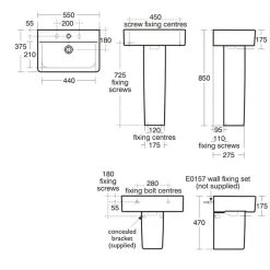 Ideal Standard Concept Cube 55cm 2 Tap Hole Basin & Pedestal -Bathroom Promotion ideal standard e788501 e783701 2