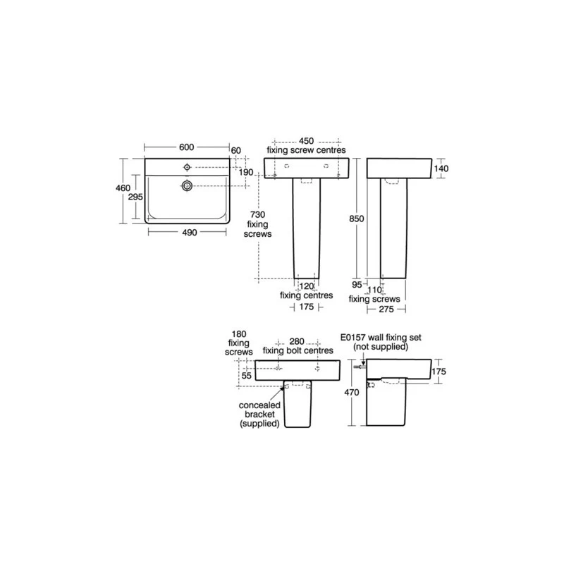 Ideal Standard Concept Cube 60cm Washbasin 1 Taphole E7943 4 Ideal Standard Concept Cube 60cm Washbasin 1 Taphole E7943 - Image 2