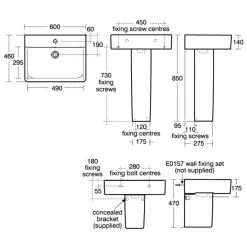 Ideal Standard Concept Cube 600mm 1 Taphole Basin & Semi Pedestal -Bathroom Promotion ideal standard e794301 e783901 4