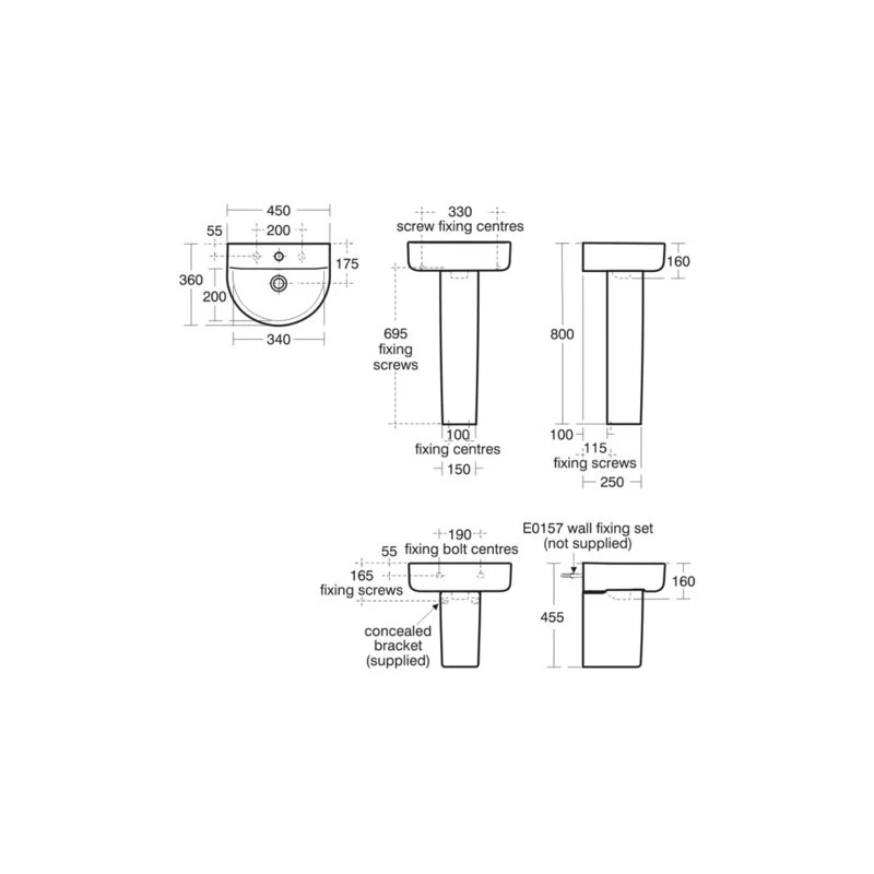 Ideal Standard Concept Arc 45cm Handrinse Washbasin 1 Taphole 4 Ideal Standard Concept Arc 45cm Handrinse Washbasin 1 Taphole - Image 2