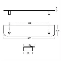 Ideal Standard Connect Glass Shelf 500mm N1392 -Bathroom Promotion ideal standard n1392aa 2