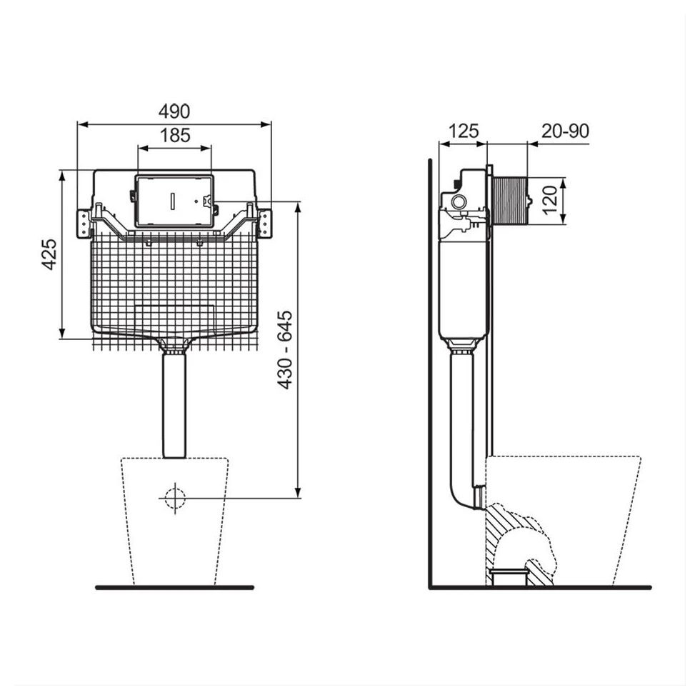 Ideal Standard Prosys 120mm Depth WC Cistern Mechanical R0317 4 Ideal Standard Prosys 120mm Depth WC Cistern Mechanical R0317 - Image 2