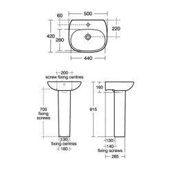 Ideal Standard Tesi 500mm 1 Taphole Basin & Full Pedestal -Bathroom Promotion ideal standard t031201 t351901 6