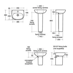 Ideal Standard Tesi 45cm 1 Hole Basin & Semi-Pedestal -Bathroom Promotion ideal standard t031301 t352001 2