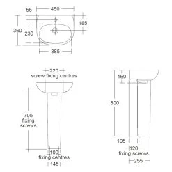 Ideal Standard Tesi 450mm 1 Taphole Cloakroom Basin & Full Pedestal 13 Ideal Standard Tesi 450mm 1 Taphole Cloakroom Basin & Full Pedestal -Bathroom Promotion ideal standard t031301 t352101 6