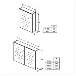 Ideal Standard 60cm Mirror Cabinet With Bottom Ambient Light -Bathroom Promotion ideal standard t3430al 3