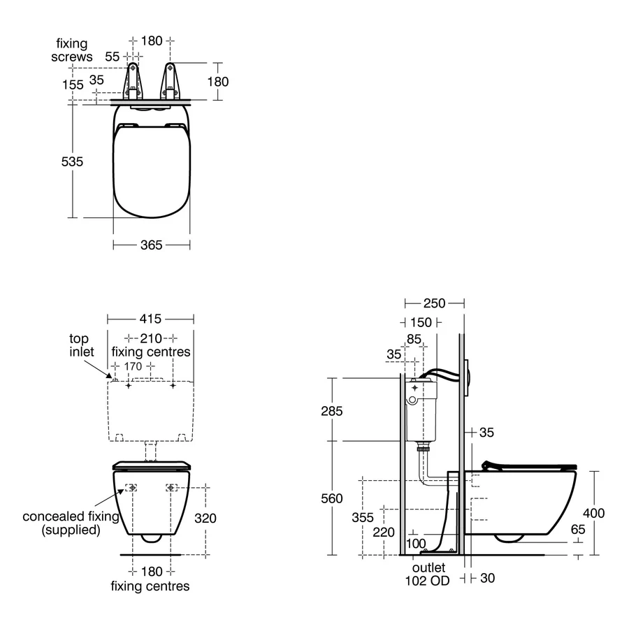 Ideal Standard Tesi Aquablade Wall Hung WC Bowl T3545 White 4 Ideal Standard Tesi Aquablade Wall Hung WC Bowl T3545 White - Image 2