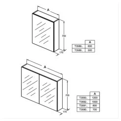 Ideal Standard 60cm Mirror Cabinet T3589 -Bathroom Promotion ideal standard t3589al 3
