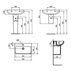 Ideal Standard I.Life S 600mm 1 Tap Hole Basin & Semi Pedestal -Bathroom Promotion ideal standard t458301 t519601 4