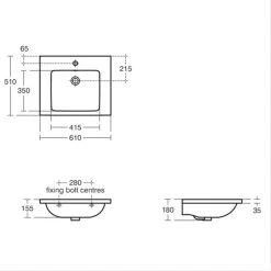 Ideal Standard I.life B 61cm Vanity Basin 1 Taphole T4605 5 Ideal Standard I.life B 61cm Vanity Basin 1 Taphole T4605 -Bathroom Promotion ideal standard t460501 3