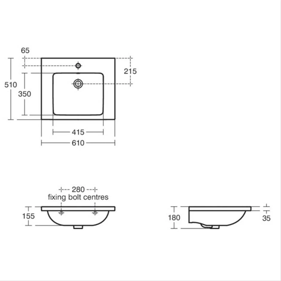 Ideal Standard I.life B 61cm Vanity Basin 1 Taphole T4605 4 Ideal Standard I.life B 61cm Vanity Basin 1 Taphole T4605 - Image 2