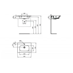 Ideal Standard I.Life A Vanity Washbasin 640mm 1 Tap Hole T4619 -Bathroom Promotion ideal standard t461901 6