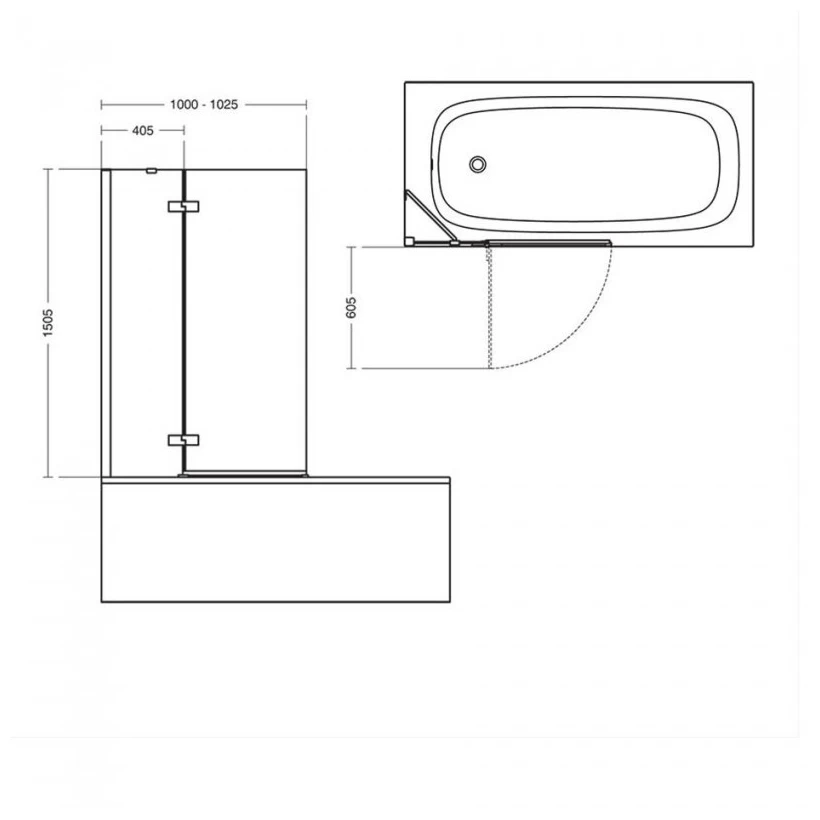 Ideal Standard I.Life LH Bath Screen With Fixed Panel 1500x1000mm 8mm Glass 5 Ideal Standard I.Life LH Bath Screen With Fixed Panel 1500x1000mm 8mm Glass - Image 3