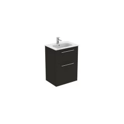 Ideal Standard I.life A 60cm Floor Vanity Unit, 2 Drawers, Matt Carbon Grey -Bathroom Promotion ideal standard t5273nv 3