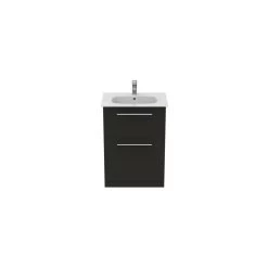 Ideal Standard I.life A 60cm Floor Vanity Unit, 2 Drawers, Matt Carbon Grey -Bathroom Promotion ideal standard t5273nv 4