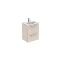Ideal Standard I.life S 50cm Compact Wall Vanity Unit, 2 Drawers, Matt Beige -Bathroom Promotion ideal standard t5291nf 3