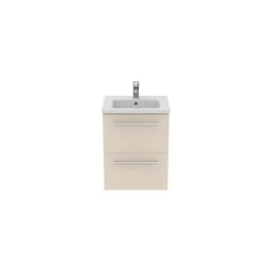 Ideal Standard I.life S 50cm Compact Wall Vanity Unit, 2 Drawers, Matt Beige -Bathroom Promotion ideal standard t5291nf 4