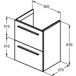 Ideal Standard I.life S 50cm Compact Wall Vanity Unit, 2 Drawers, Matt Beige -Bathroom Promotion ideal standard t5291nf 6