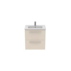 Ideal Standard I.life S 60cm Compact Wall Vanity Unit, 2 Drawers, Matt Beige -Bathroom Promotion ideal standard t5293nf 4