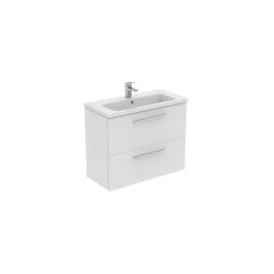 Ideal Standard I.life S 80cm Compact Wall Vanity Unit, 2 Drawers, Matt White -Bathroom Promotion ideal standard t5295du 3