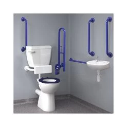 Inta Doc M Low Level WC Pack With Blue Rails & TMV3 Mixing Valve