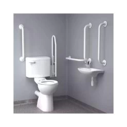 Inta Low Level Doc M WC Pack With Blue Rails & Thermostatic Tap