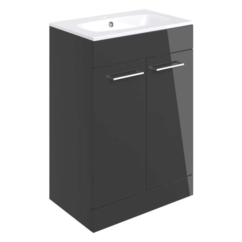 Iona Celo 610mm Floor Unit & Basin Anthracite Gloss 3 Iona Celo 610mm Floor Unit & Basin Anthracite Gloss