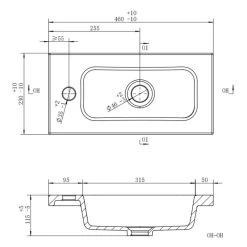Iona Slim 450mm 1 Hole Inset Basin -Bathroom Promotion iona ftdi104934 3