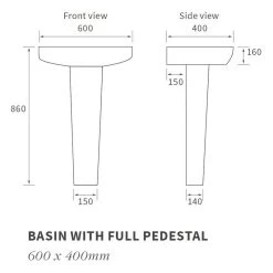 Iona Trafalgar 600mm Basin & Full Pedestal -Bathroom Promotion iona ftdi1809 3