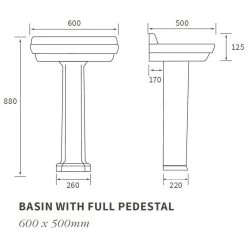 Iona Julian 600mm 2 Taphole Basin & Pedestal -Bathroom Promotion iona ftdi1820 3