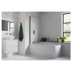 Iona Single Straight Edge Bath Screen & Rail