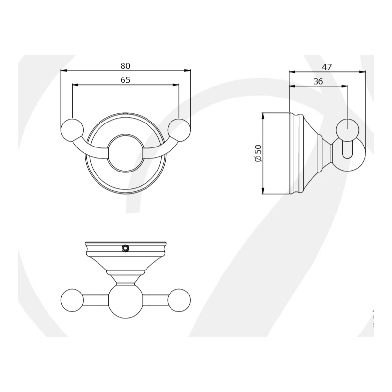 Perrin & Rowe Georgian Double Robe Hook Pewter 4 Perrin & Rowe Georgian Double Robe Hook Pewter - Image 2