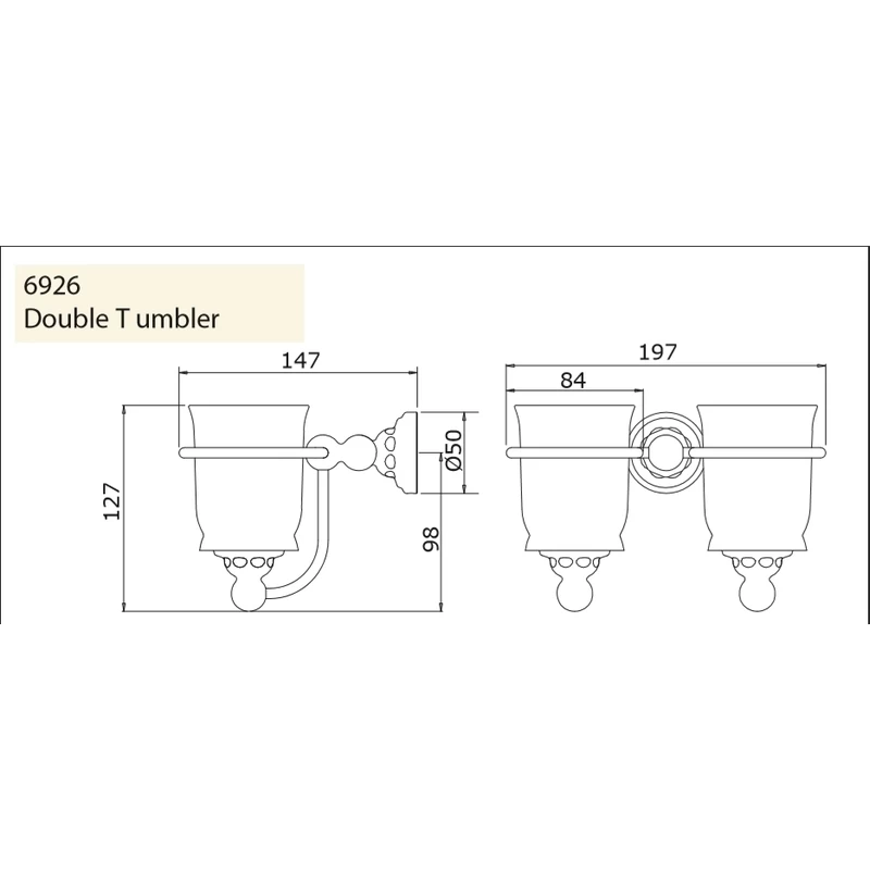 Perrin & Rowe Double Tumbler Holder Nickel 4 Perrin & Rowe Double Tumbler Holder Nickel - Image 2