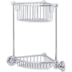 Perrin & Rowe 2 Tier Corner Basket Pewter