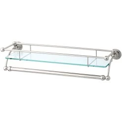 Perrin & Rowe 20″ Glass Shelf With Towel Rail Nickel