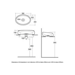 RAK Cloud 60cm Counter Top Basin Matt White -Bathroom Promotion rak cloct6000500a 2