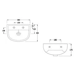 RAK Compact 38cm Special Needs Basin 1 Taphole Right -Bathroom Promotion rak com38bassn1r 3