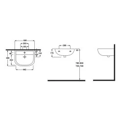 RAK Compact 50cm Special Needs Basin No Tap Hole -Bathroom Promotion rak com50bassn 2